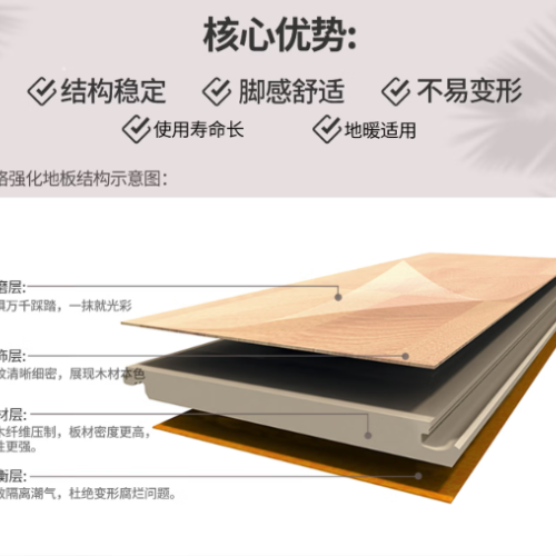 复合地板ENF级环保巴多利诺灰橡抗菌耐磨地暖适用木地板